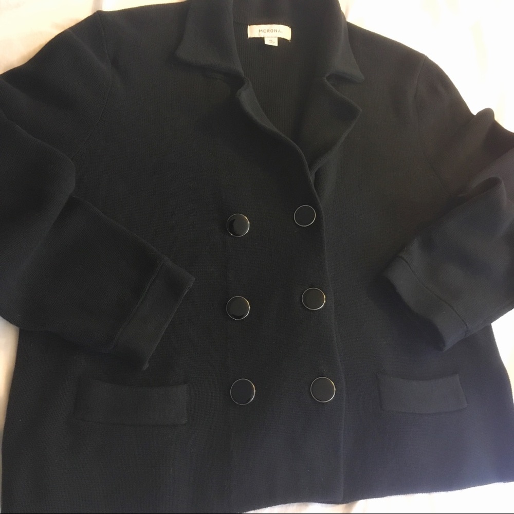 Ladies Black Ripped Double Breasted Cardigan